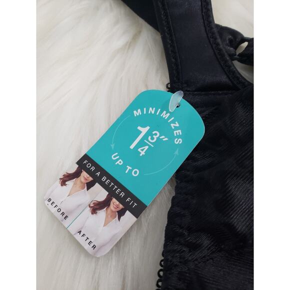 NEW Bali Bra 42DD Solid Black Minimizer Underwire Style DF3562 Plus Size 42DD‎ - Picture 3 of 8